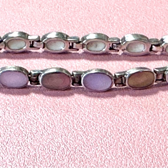 Vintage 925 Sterling silver and polished stones bracelet - Picture 2 of 5
